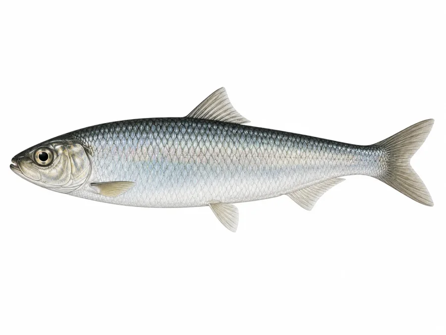 Zeichnung der Fischart Heringe Zeichnung der Fischart Heringe