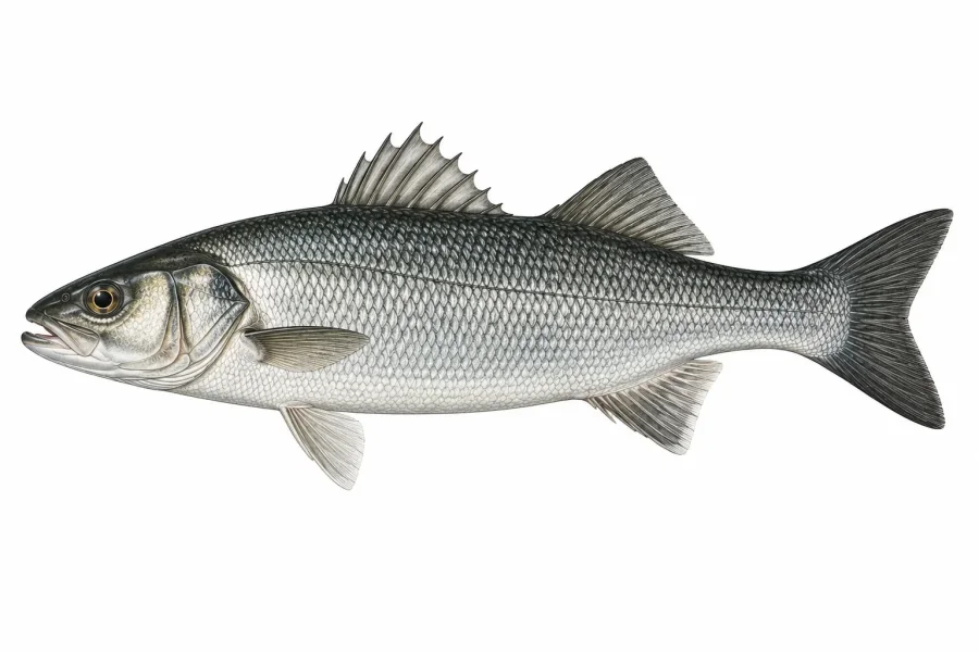 Zeichnung der Fischart Wolfsbarsch