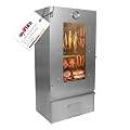 Grafner XL Räucherofen mit 3 Etagen, Sichtfenster und Thermometer, legierter Stahl, 12x Haken, Räucherschrank zum Heißräuchern und Kalträuchern, Smoker für Fisch Fleisch Käse Gemüse