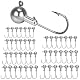 Fishing Set 49 Stück/7 Größen Scharf Jigköpfe Angelhaken,Fishing Jigköpfe Set, Für Gummifische Zander Angelzubehör,Rote Würmer zum Angelzubehör,1g/2g/3.5g/5g/7g/10g/14g