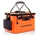 Blackpeanut Angeleimer Faltbar 30L Orange Ködereimer Wasserdicht Angeln | 1 mm PVC, 200 g, Salz- und Süßwasser, atmungsaktiver Netzdeckel, verstärkte Griffe, Schultergurt, Brandungsangeln
