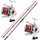 VF-Angelsport Deluxe Brandungsset 2 Ruten + 2 Rollen + Schnur - Surfen, Fischrutenrolle, 4,2m, Heavy, 170m Monofil, Rot, Schwarz VF-Angelsport Deluxe Brandungsset 2 Ruten + 2 Rollen + Schnur - Surfen, Fischrutenrolle, 4,2m, Heavy, 170m Monofil, Rot, Schwarz