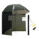 Wiltec Angelschirm 250cm mit Seitenwand und zwei Sichtfenstern Schirmzelt als Windschutz beim Angeln Regenschirm Angel Schirm Zelt Sonnenschirm