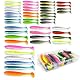 46 Stück Angelköder, Rubber Fishing Lure, Schwimmköder, Gummifische, Angelköder Kit, 6/9/12cm Gummifische Set, Gummiköder Set, Eingearbeitete Reflektierende Pailletten für Barsch Köder Zander Forelle