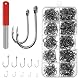 ABOHU Kohlenstoffstahl Angelhaken Set, 500 Stück Dropshot Haken mit Fischhakenschärfer und Organizer Box, Allround-Angelhaken mit Öse, 10 Größen 3# - 12#, Angelzubehör für Flüsse, Seen und Ozeane
