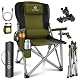 KESSER® Campingstuhl faltbar bis 160 kg | Angelstuhl Faltstuhl Klappstuhl Gepolstert mit Armlehnen | Campinglicht und Getränkehalter + Tasche mit hoher Rückenlehne | Strandstuhl mit Angelhalterung