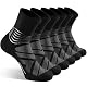 IRAMY Kompressionsstrümpfe Herren Damen Knöchelstütze Laufsocken Kompressionssocken Crew Wandersocken Wicklung Sportsocken Gepolsterte Plantar Fasciitis Socken 3 Paar Black L