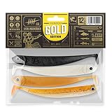 Lieblingsköder 4 Gummifische zum Zanderangeln mit Gummifisch 12,5 cm, Farbe Lieblingsköder:Gold Edition